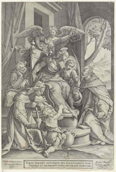 Sagrada Familia con Isabel y Juan el Bautista, después de Denys Calvaert de Hieronymus or Jerome Wierix