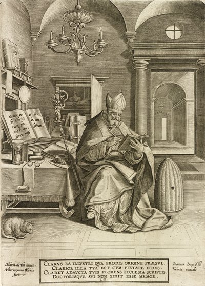 San Ambrosio, de la serie Los Cuatro Padres de la Iglesia, pub. 1586 de Hieronymus or Jerome Wierix