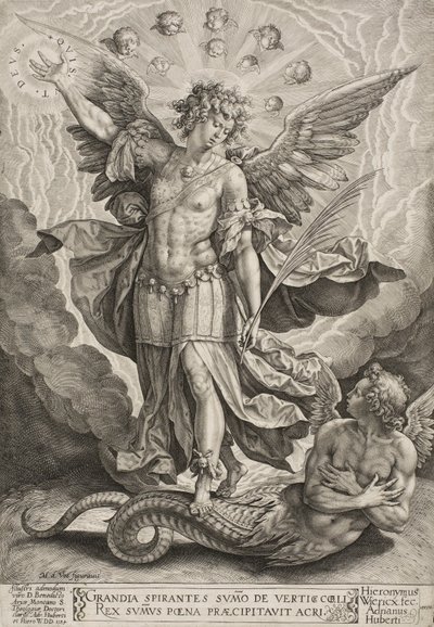San Miguel triunfando sobre el dragón, 1584 de Hieronymus or Jerome Wierix