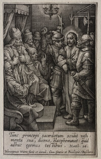 La Pasión: Cristo ante el Sumo Sacerdote de Hieronymus or Jerome Wierix