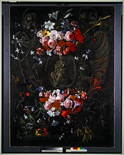 Cartela con flores de Hieronymus the Elder Galle
