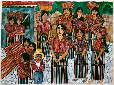 Guatemalen Girls, Solola, 2023 (acuarela sobre papel) de Hilary Simon