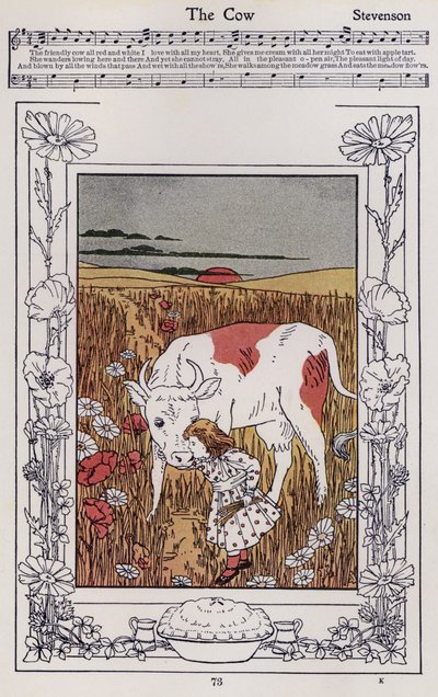 La Vaca (litografía a color) de Hilda Broughton