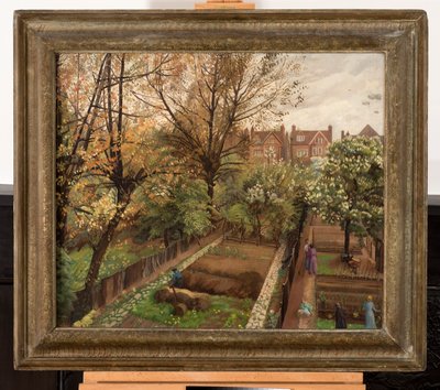 Wartime Garden, Finchley Road, Hampstead (óleo sobre lienzo) de Hilda Carline