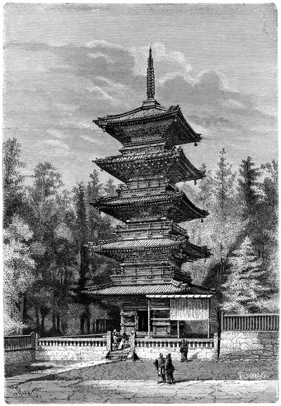 Templo budista, Nikko, Japón, 1895 de Hildibrand