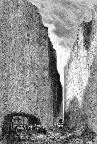 Camino cortado a través de la Tierra Amarilla, China, c1890 de Hildibrand