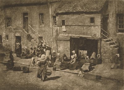 [Mujeres y niños cebando las líneas, Fishergate, St Andrews] de Hill and Adamson
