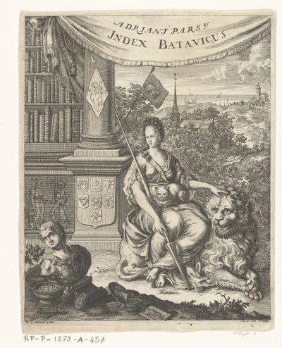 Página de título para Index Batavicus, o Lista de nombres de los escritores holandeses y Batavise Index Batavicus (título sobre el objeto) de Hillebrand van der Aa