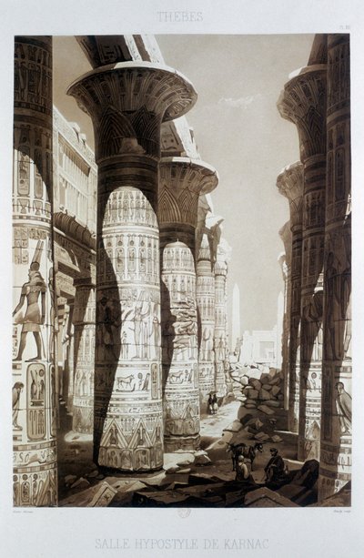 Sala hipóstila, Tebas, Karnak, Egipto, 1841 de Himely