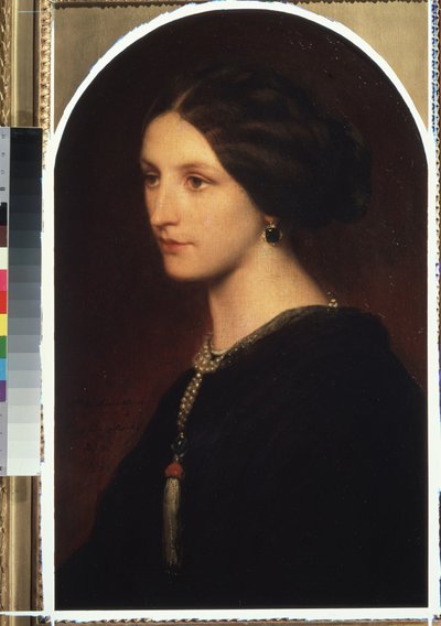 ""Retrato de la condesa Sophie Shuvaloff (Shuvalov o Shuvalova)"" Retrato de una joven aristócrata, un collar de perlas alrededor de su cuello. Pintura de Paul Hippolyte Delaroche (1797-1856) 1853 Moscú, Museo Pushkin de Bellas Artes de Hippolyte Delaroche