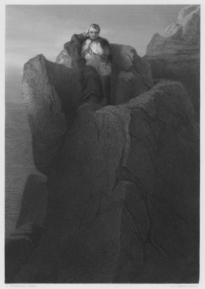 La Roca en Santa Elena, del cuadro en la Colección Real (grabado) de Hippolyte Delaroche