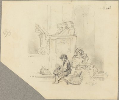 Figuras en un servicio religioso de Hippolyte Bellange