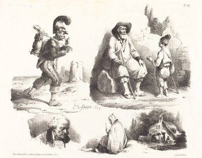 Cinco viñetas de Hippolyte Bellange