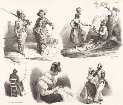 Cinco viñetas de Hippolyte Bellange