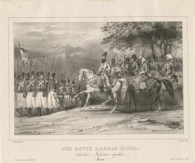 Príncipe, Mariscal de Campo Abbas Mirza 1789-1833 inspecciona el regimiento de infantería, 1835 de Hippolyte Bellange