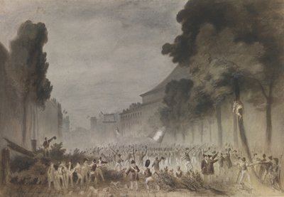 La Revolución de Julio en los Grandes Bulevares de París, 1830 de Hippolyte Bellange