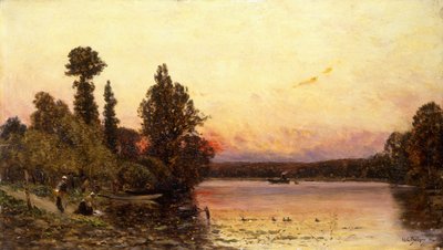 Atardecer, en la orilla del río, 1904 de Hippolyte Camille Delpy