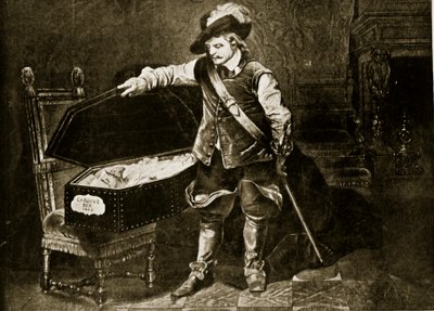 Cromwell observa el cuerpo de Carlos I, ilustración de 