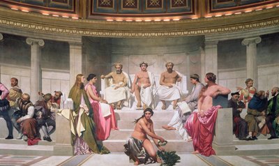 Hemicycle: Artistas de Todas las Épocas, detalle de Ictinus, Apeles y Fidias (detalle) de Hippolyte Delaroche