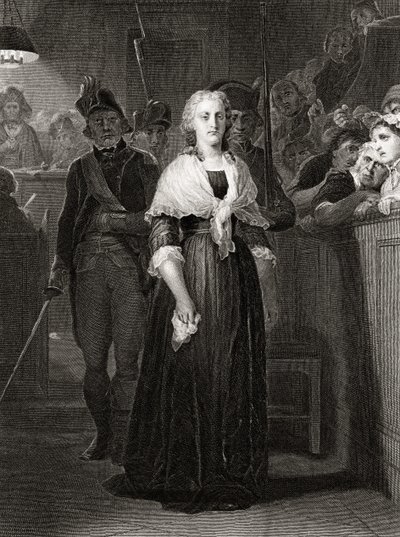 María Antonieta ante el Tribunal Revolucionario, 14 de octubre de 1793, grabado por William French (c.1815-98) de Hippolyte Delaroche