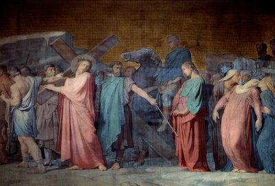 Cristo llevando su cruz (detalle) de un fresco de Hyppolithe Flandrin (1800-1864) siglo XIX Iglesia de Saint Germain des Pres, París de Hippolyte Flandrin