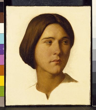 Cabeza de una Joven Mirando a su Izquierda, siglo XIX de Hippolyte Flandrin