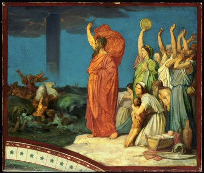 Moisés ordenando a las aguas que se cierren sobre el ejército egipcio de Hippolyte Flandrin
