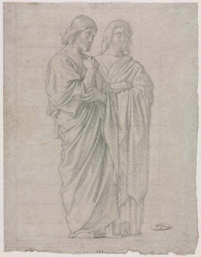 Dos figuras de pie (estudio para la sección izquierda de La Misión de los Apóstoles) de Hippolyte Jean Flandrin