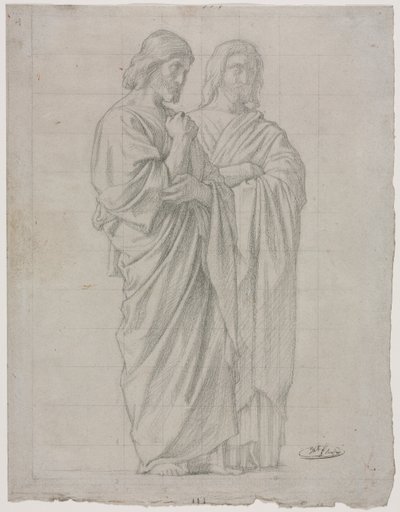 Dos figuras de pie, estudio para la sección izquierda de La misión de los apóstoles de Hippolyte Jean Flandrin