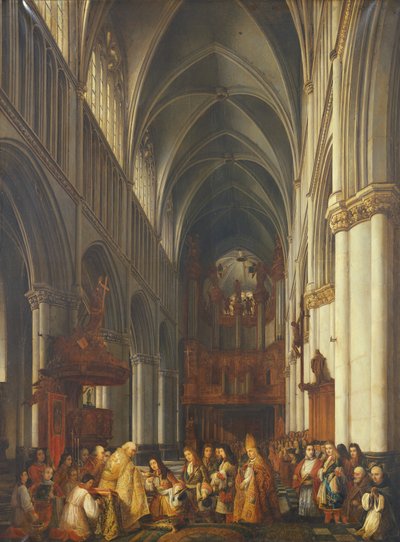 Entrada de Luis XIV (1638-1715) en la Catedral de Saint-Omer, 1839 de Hippolyte Joseph Cuvelier
