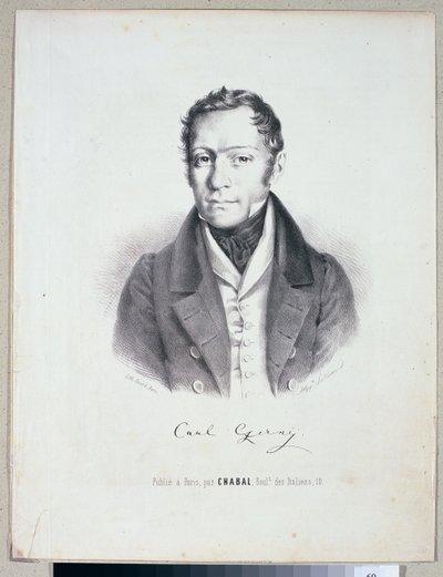 Carl Czerny (1791-1857) grabado por Huard de Hippolyte Lallemand