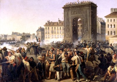 Asalto a la puerta Saint Denis, pintura 1830 de Hippolyte Lecomte