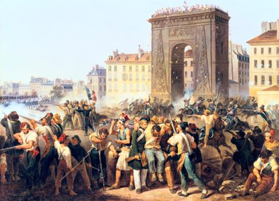 Batalla en la Porte St Denis, 28 de julio de 1830, París de Hippolyte Lecomte