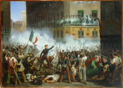 Batalla en la Rue De Rohan ... (óleo sobre lienzo) de Hippolyte Lecomte