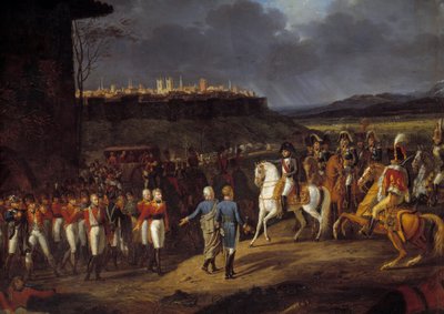 Campaña de España: El emperador Napoleón I fue presentado en Astorga, España, prisioneros ingleses y ordenó que se les tratara con especial cuidado, enero de 1809 (detalle) de Hippolyte Lecomte