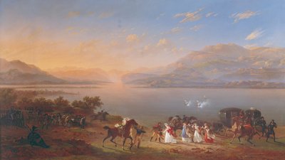 La emperatriz Josefina (1763-1814) llegando a visitar a Napoleón (1769-1821) en Italia a orillas del lago de Garda de Hippolyte Lecomte