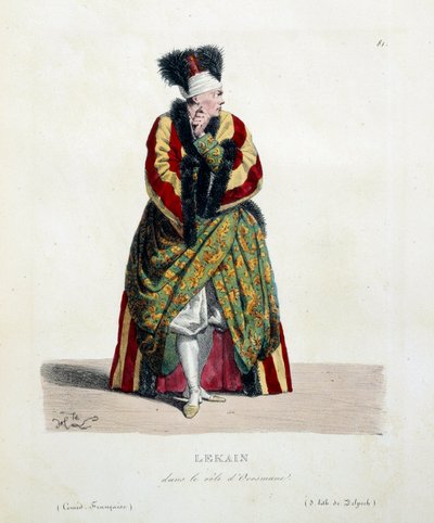 Actor francés Henri Louis Cain llamado Lekain en el papel de Orosmane en la obra Zaire de Voltaire de Hippolyte Lecomte