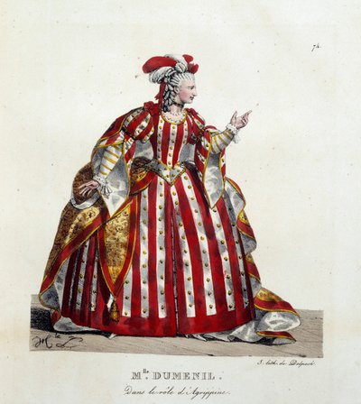 Actriz francesa Marie Francoise Marchand llamada Mademoiselle Dumesnil en el papel de Agripina en la obra 