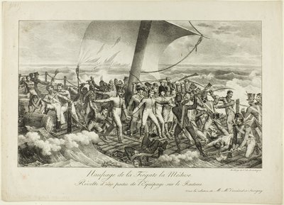 Naufragio de la Fragata Medusa. Revuelta de Algunos de la Tripulación en la Balsa de Hippolyte Lecomte