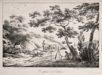El cañón listo para disparar, 1817 de Hippolyte Lecomte