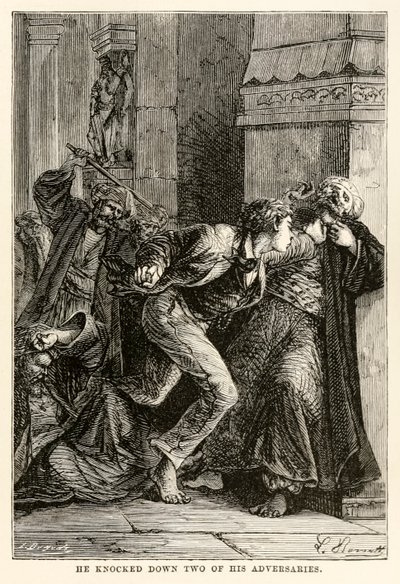 Derribó a dos de sus adversarios, de La vuelta al mundo en ochenta días de Julio Verne de Hippolyte Leon Benett
