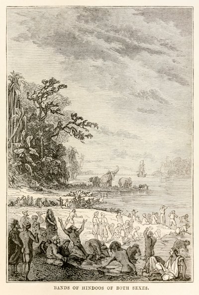 Bandas de hindúes de ambos sexos, de La vuelta al mundo en ochenta días de Julio Verne (1828-1905), 1873 de Hippolyte Leon after Benett