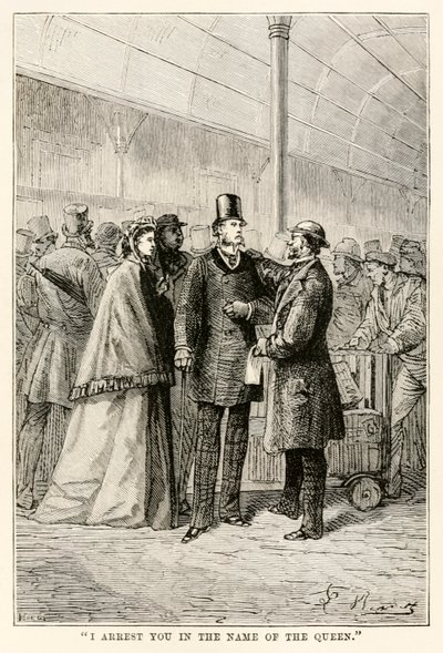 Te arresto en nombre de la Reina, de La vuelta al mundo en ochenta días de Julio Verne (1828-1905), 1873 de Hippolyte Leon after Benett