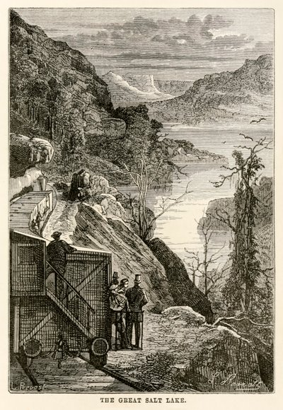 El Gran Lago Salado, de La vuelta al mundo en ochenta días de Julio Verne (1828-1905) grabado por Prévost, 1873 de Hippolyte Leon after Benett