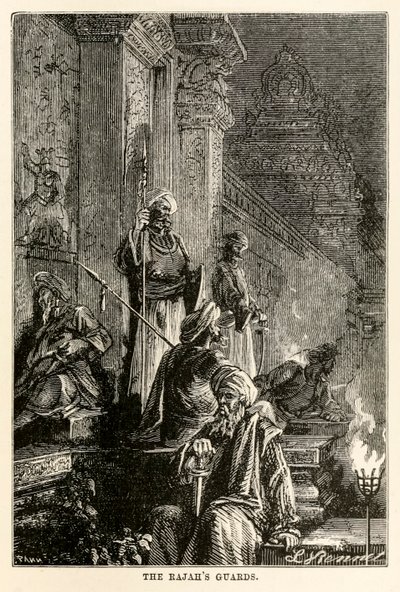 Los guardias del Rajá, de La vuelta al mundo en ochenta días de Julio Verne (1828-1905), grabado por Adolphe François Pannemaker (1822-1900), 1873 de Hippolyte Leon after Benett