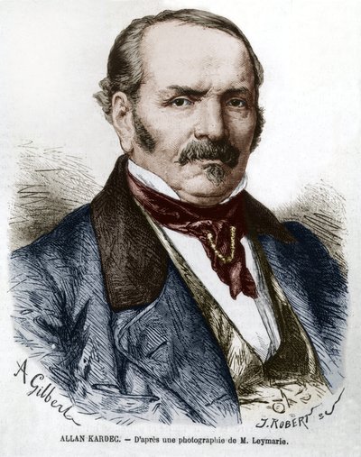 Allan Kardec (1804-1869), de nombre real Hippolyte Leon Denisart-Rivail, inventor del espiritismo en Francia, grabado a partir de una foto de Leymarie. de Hippolyte Leymarie