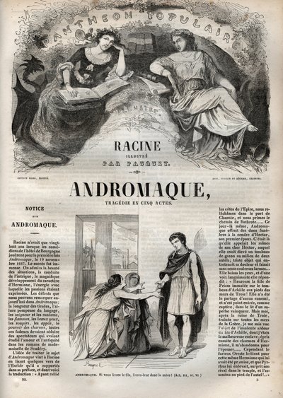 Andrómaca tragedia en cinco actos - grabado en "Oeuvres de Jean Racine" ilustrado por Pauquet y con nota de Emile de La Bedolliere - 1851 de Hippolyte Louis Pauquet
