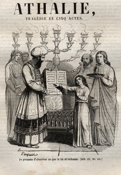 Athalie tragedia de Jean Racine en cinco actos - grabado en "Obras de Jean Racine" ilustrado por Pauquet y con nota de Emile de La Bedolliere - 1851 de Hippolyte Louis Pauquet