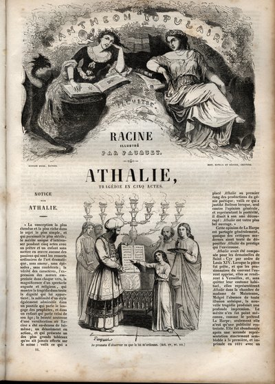 Athalie tragedia de Jean Racine en cinco actos - grabado en "Obras de Jean Racine" ilustrado por Pauquet y con nota de Emile de La Bédollière - 1851 de Hippolyte Louis Pauquet