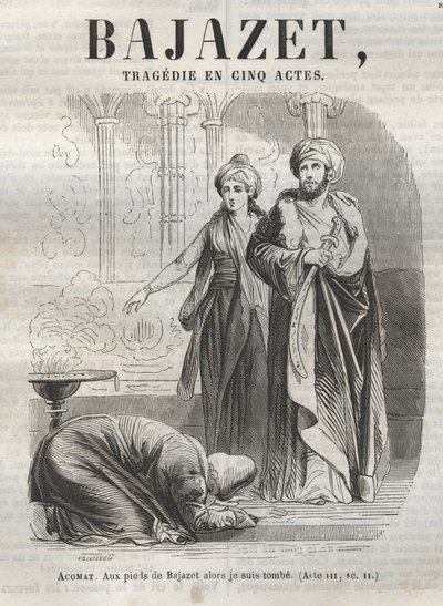 Bajazet tragedia en cinco actos de Jean Racine - grabado en “Oeuvres de Jean Racine” ilustrado por Pauquet y con nota de Emile de La Bédollière - 1851 de Hippolyte Louis Pauquet